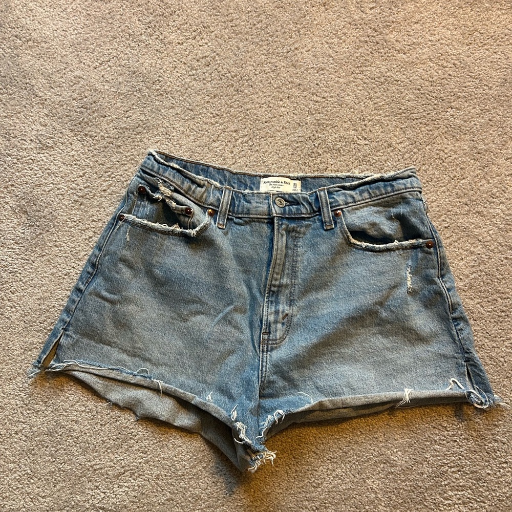 Abercrombie & Fitch Blue Jean Shorts Distressed Cut-Off